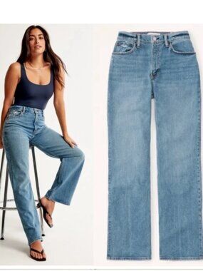 Abercrombie & Fitch Ultra High Rise 90s Straight Jeans Size 29 Long